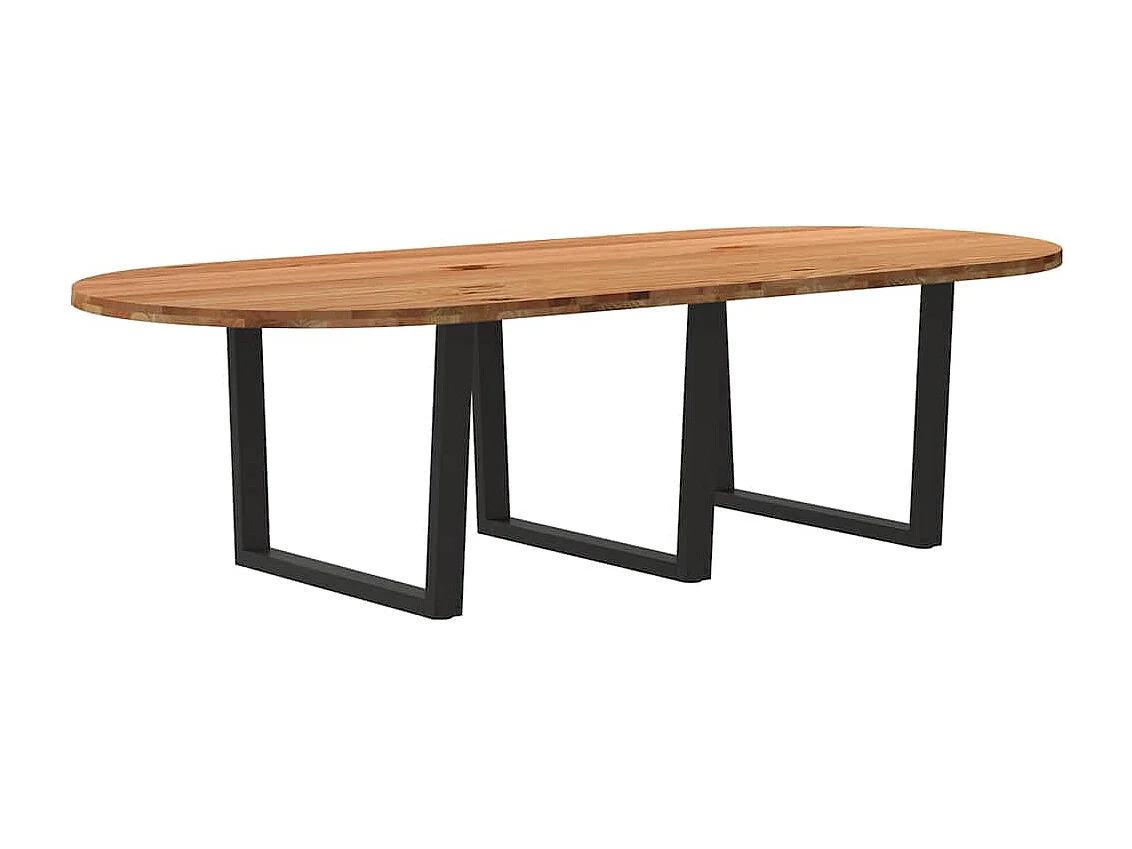 Esstisch Hellbraun 280x120x74 cm Massivholz Eiche Oval