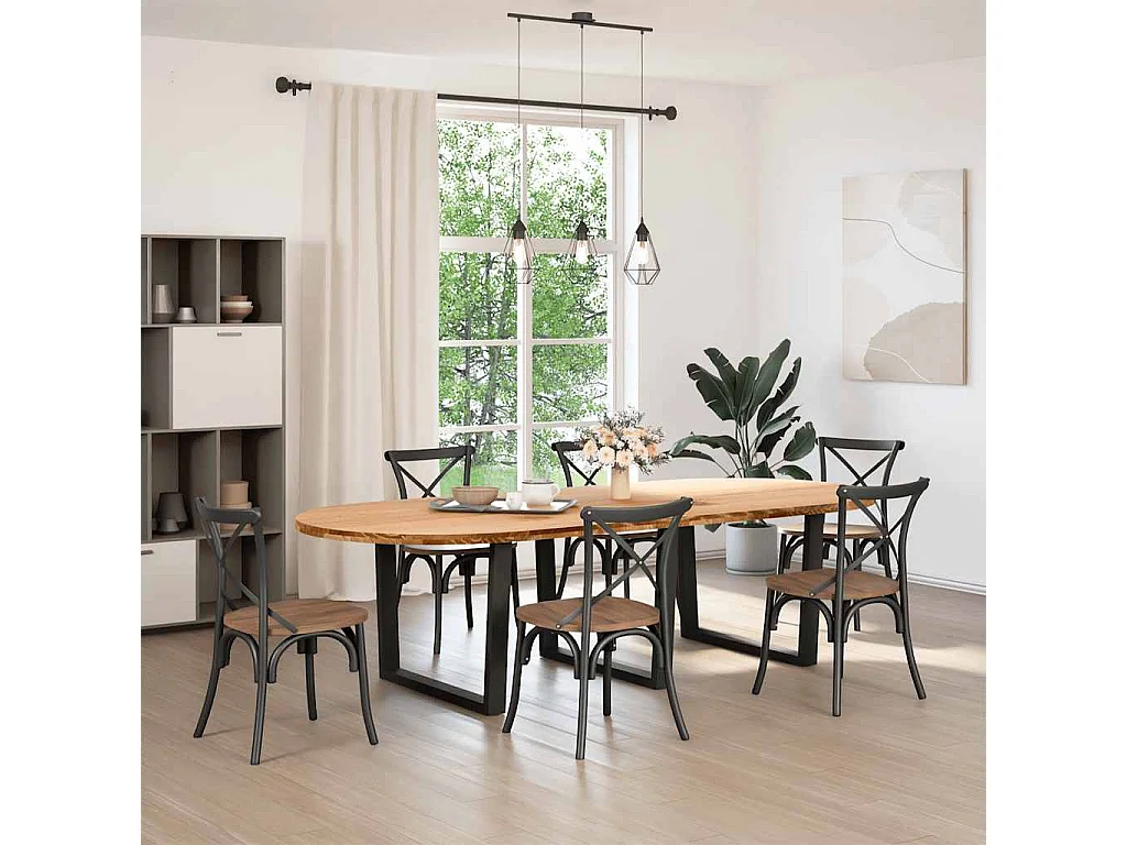 Esstisch Hellbraun 280x120x74 cm Massivholz Eiche Oval