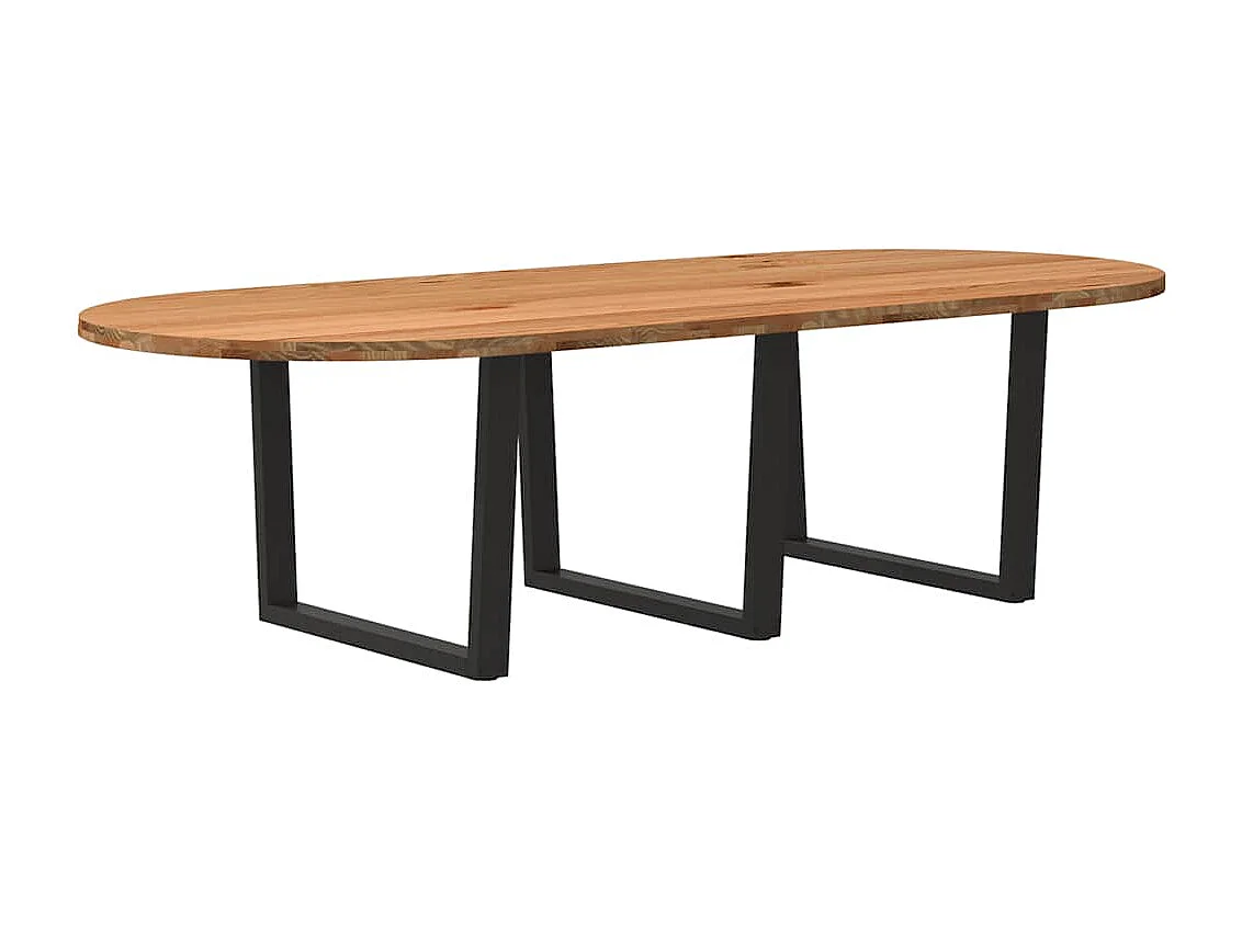 Esstisch Hellbraun 280x120x74 cm Massivholz Eiche Oval