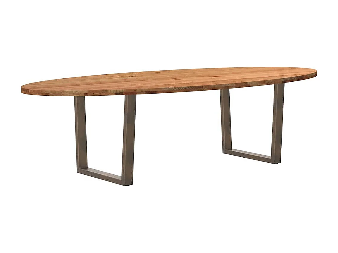 Eettafel 280x120x74 cm ovaal massief eikenhout lichtbruin