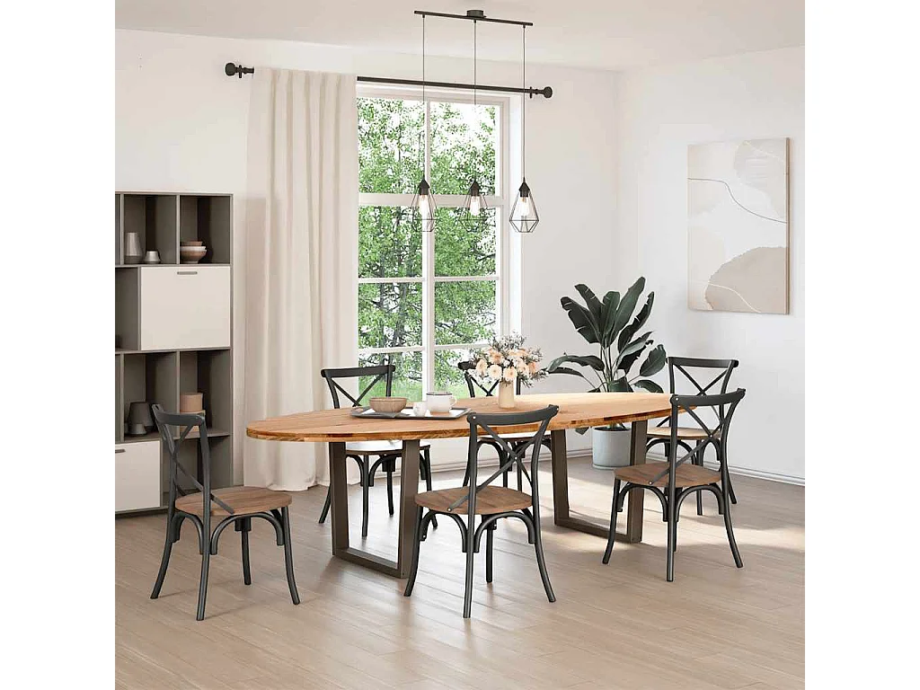 Eettafel 280x120x74 cm ovaal massief eikenhout lichtbruin