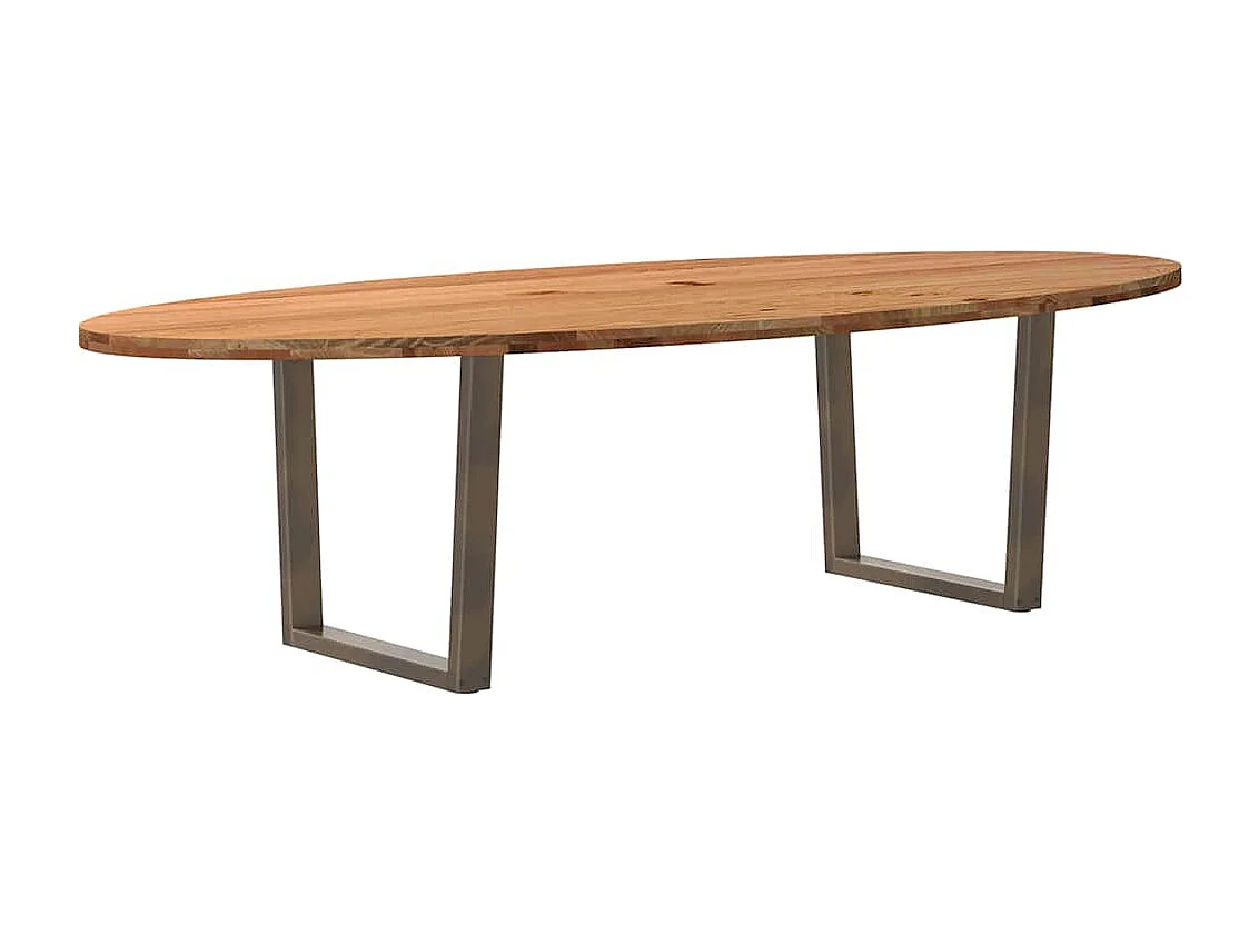 Eettafel 280x120x74 cm ovaal massief eikenhout lichtbruin