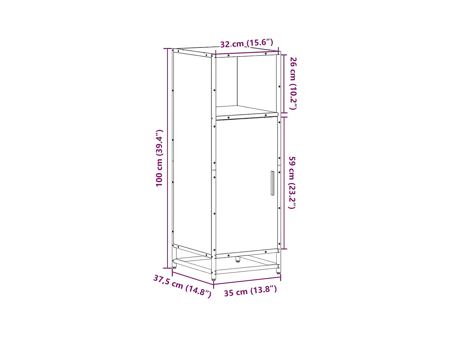 Armoire de salle de bain sonoma gris 35x37,5x100 cm