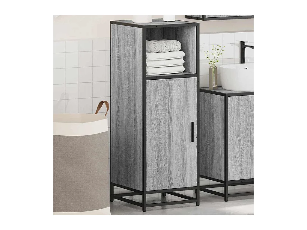 Armoire de salle de bain sonoma gris 35x37,5x100 cm