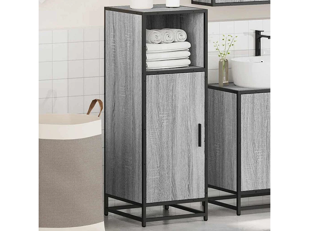 Armadietto Bagno Grigio Sonoma 35x37,5x100 cm Legno Multistrato