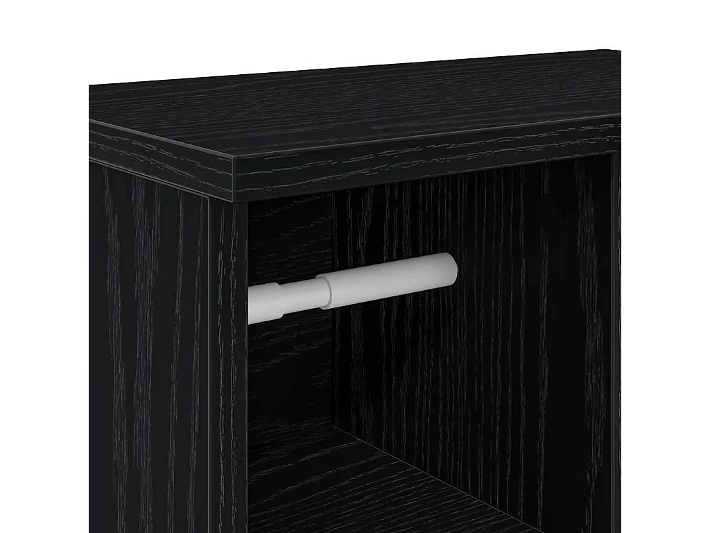 Badezimmerschrank mit Rollenhalter Schwarz 39x22x90 cm