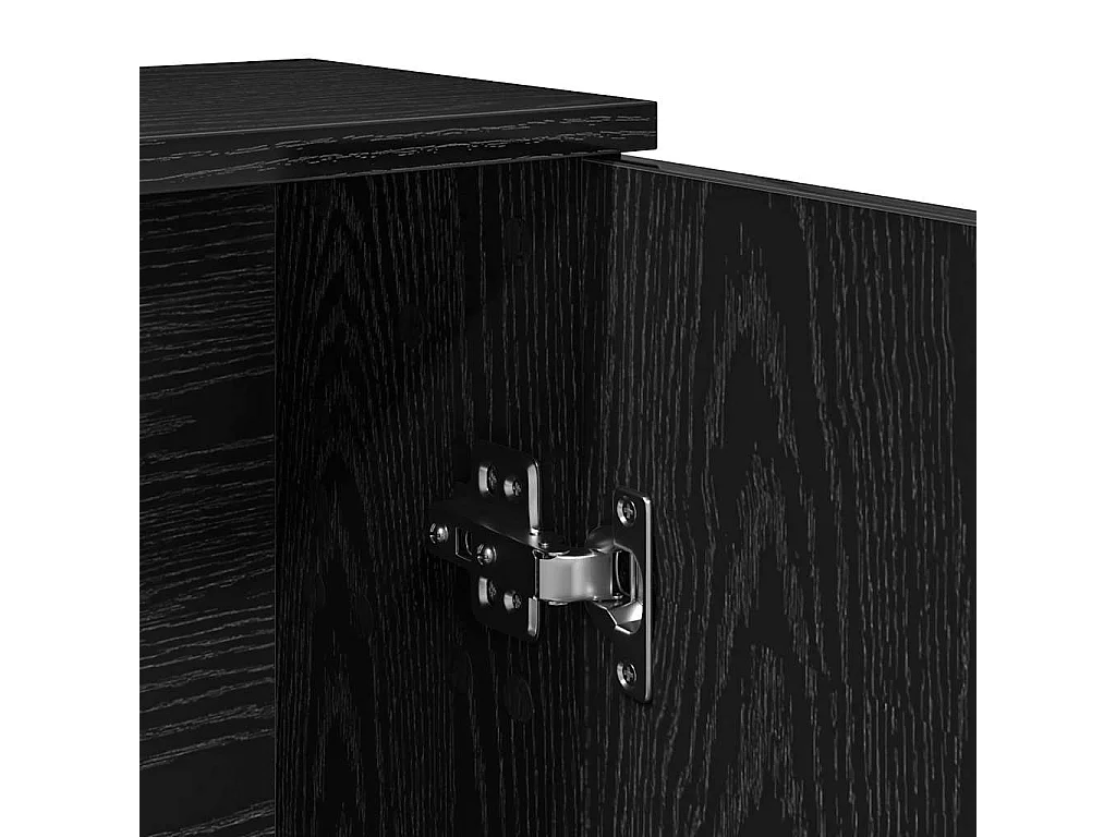 Badezimmerschrank mit Rollenhalter Schwarz 39x22x90 cm