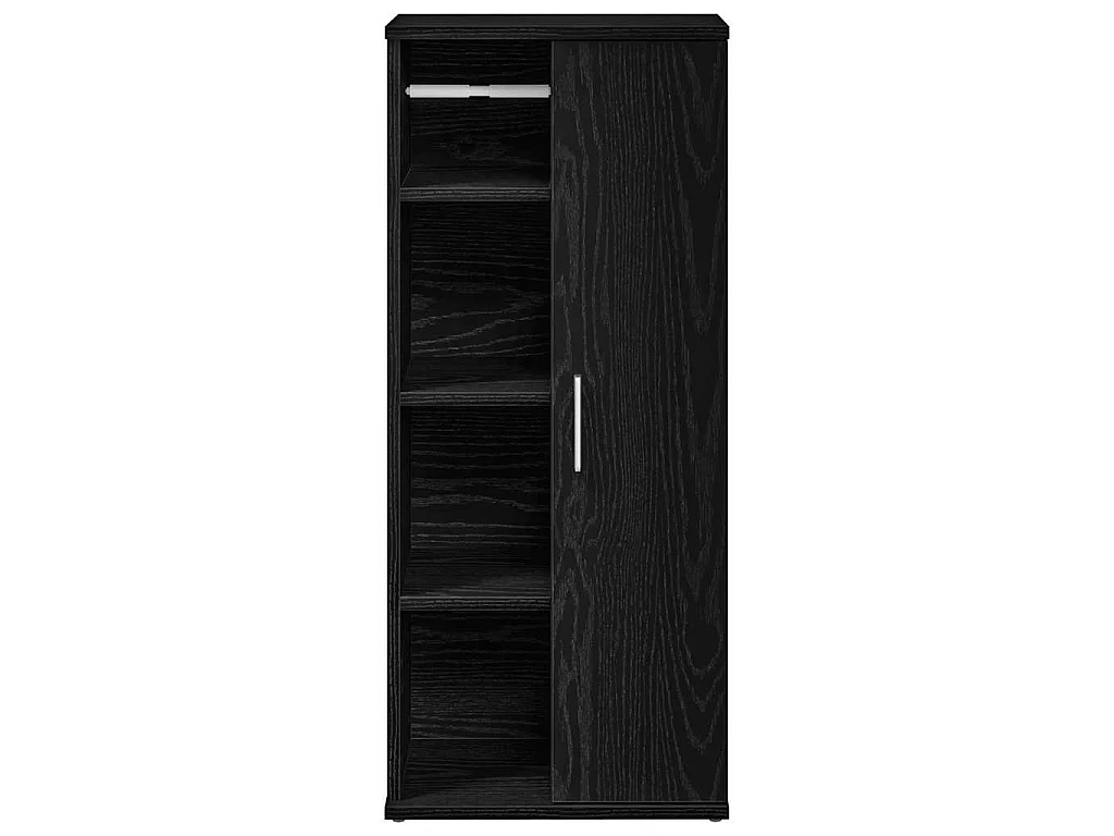 Mobile da Bagno con Portarotolo Nero 39x22x90 cm