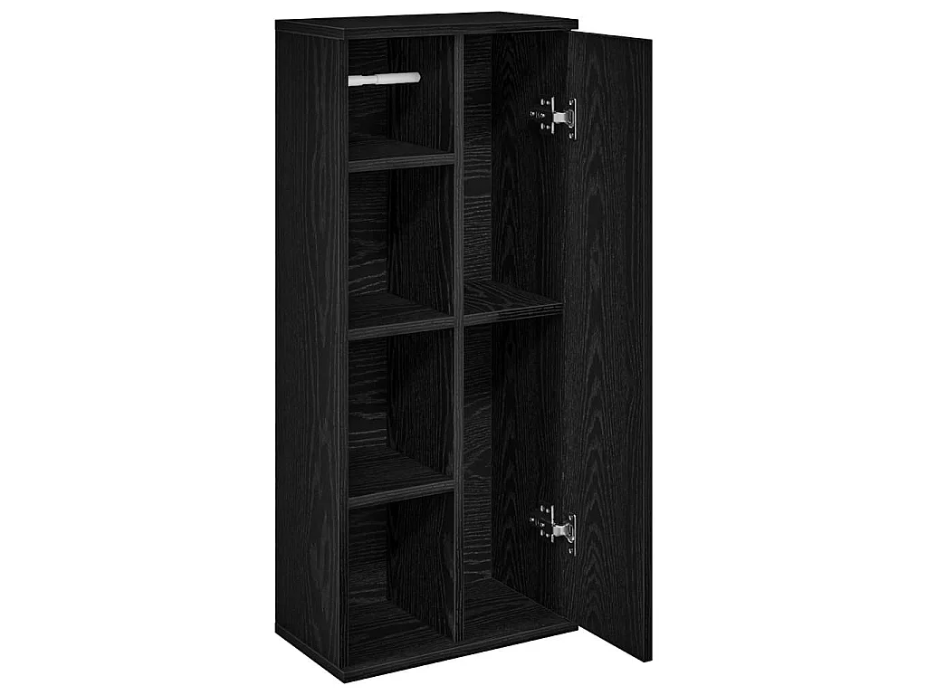 Mobile da Bagno con Portarotolo Nero 39x22x90 cm