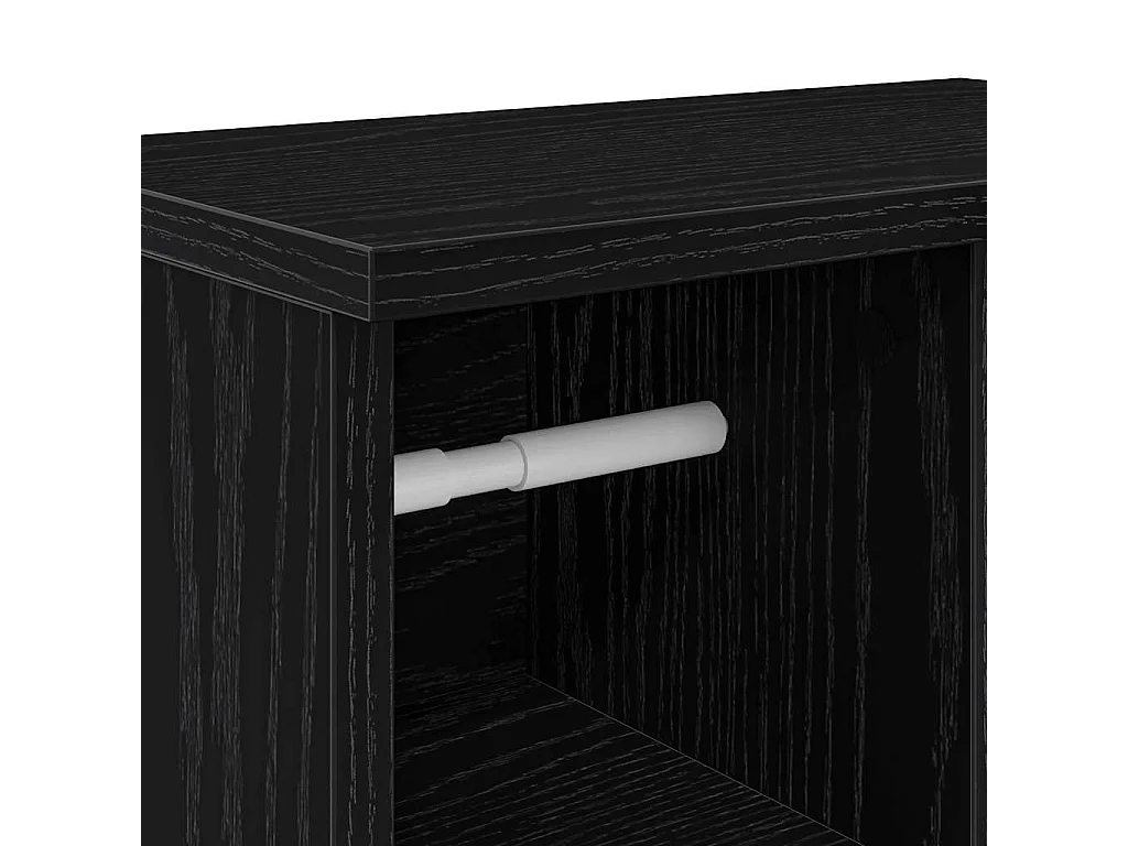 Meuble de salle de bain avec porte-rouleau noir 39x22x90 cm
