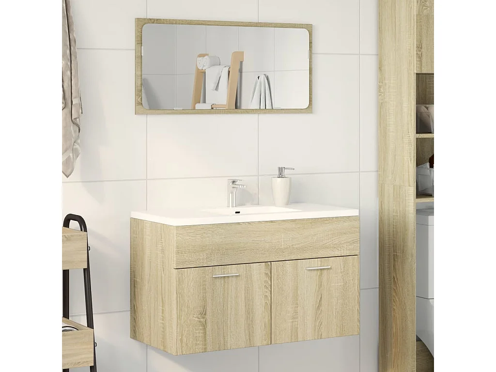 Armoire d'évier Chêne sonoma 80x38,5x46 cm Aggloméré