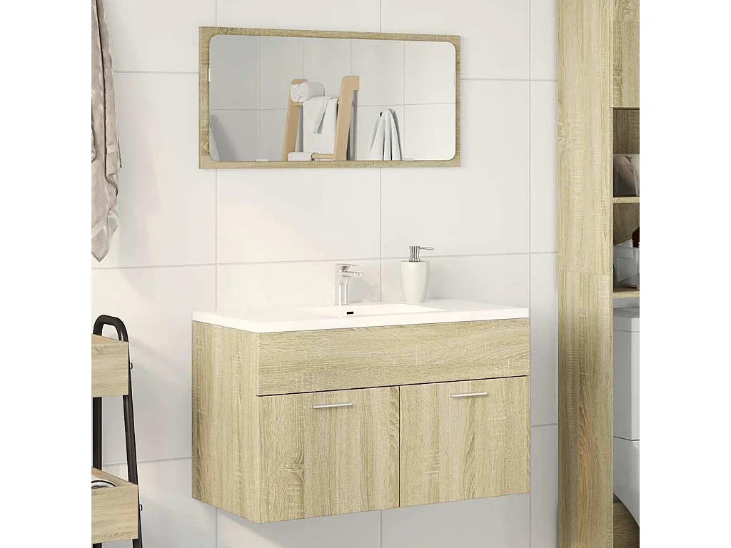 Armoire d'évier Chêne sonoma 80x38,5x46 cm Aggloméré