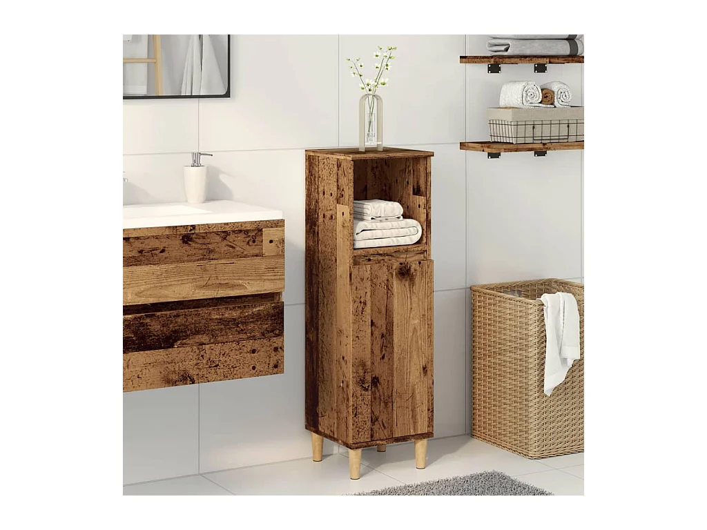 Armoire de salle de bain vieux bois 30x30x100cm bois ingénierie