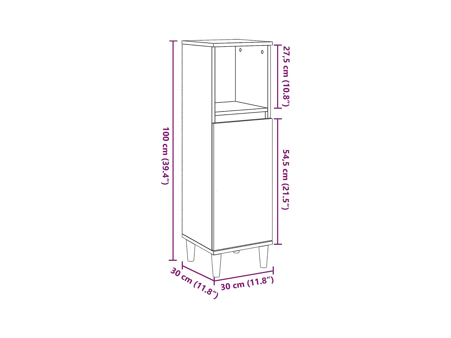 Armoire de salle de bain vieux bois 30x30x100cm bois ingénierie