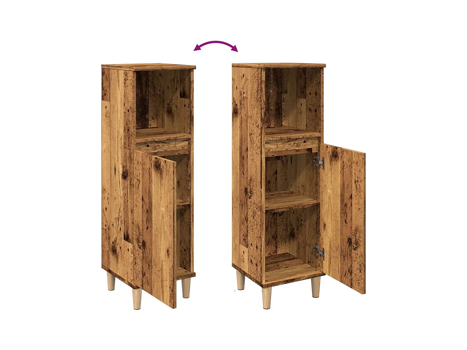 Armoire de salle de bain vieux bois 30x30x100cm bois ingénierie