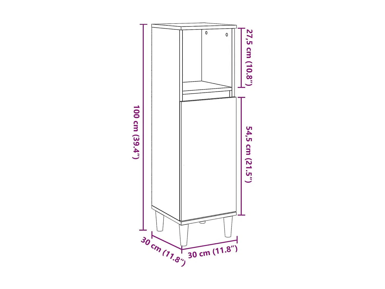 Armoire de salle de bain vieux bois 30x30x100cm bois ingénierie