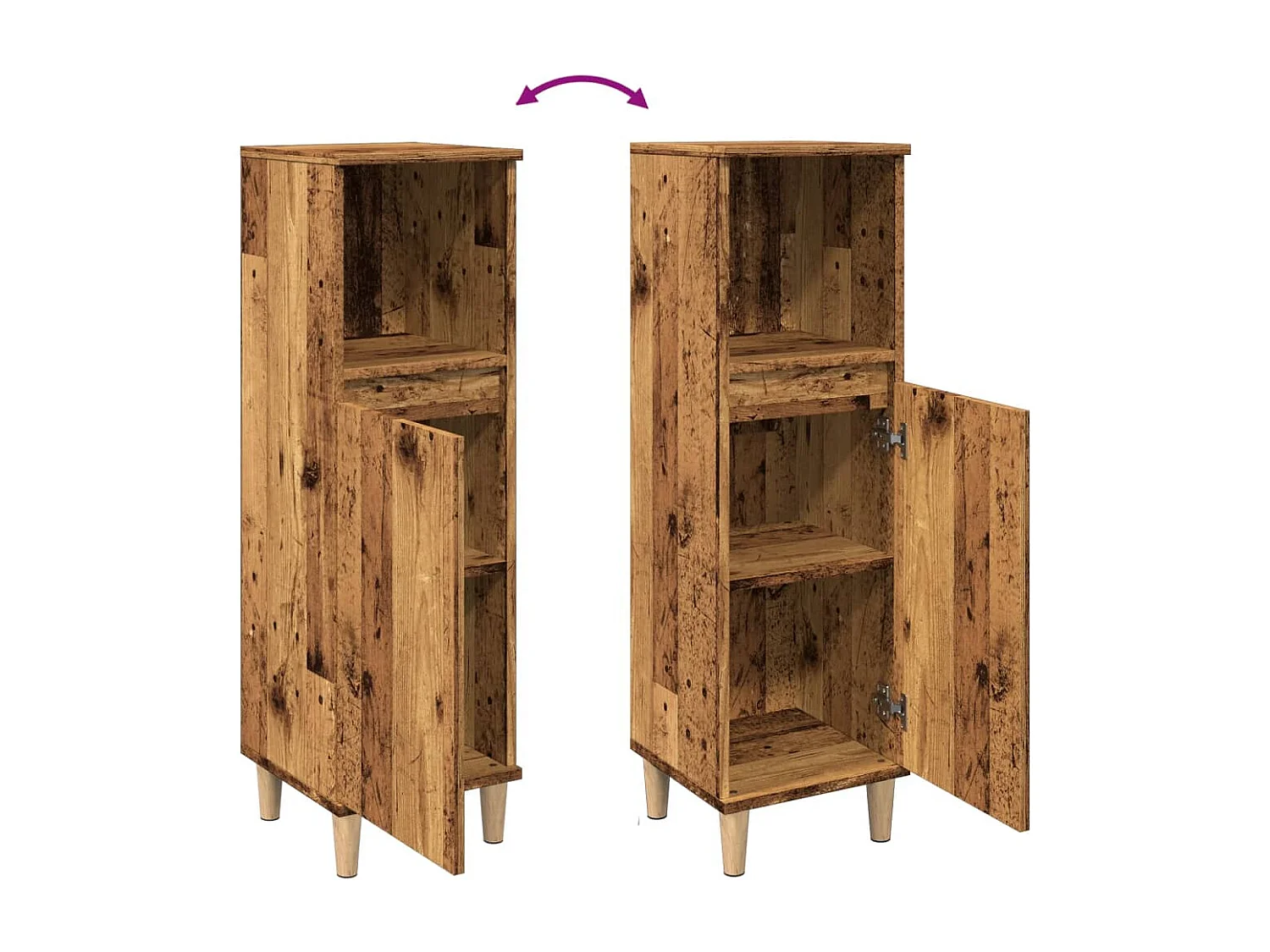 Armoire de salle de bain vieux bois 30x30x100cm bois ingénierie