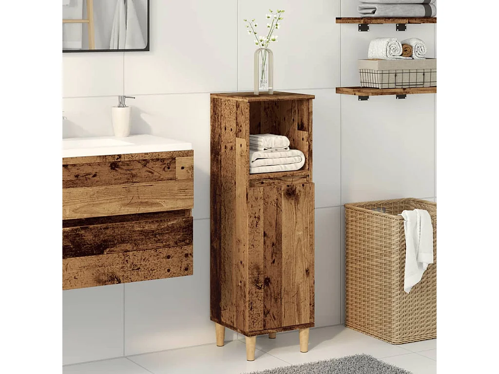 Armoire de salle de bain vieux bois 30x30x100cm bois ingénierie