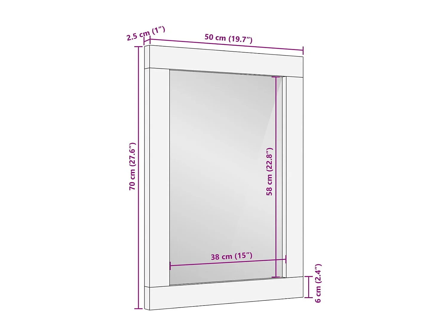 Badkamerspiegel 50x70 cm massief acaciahout en glas