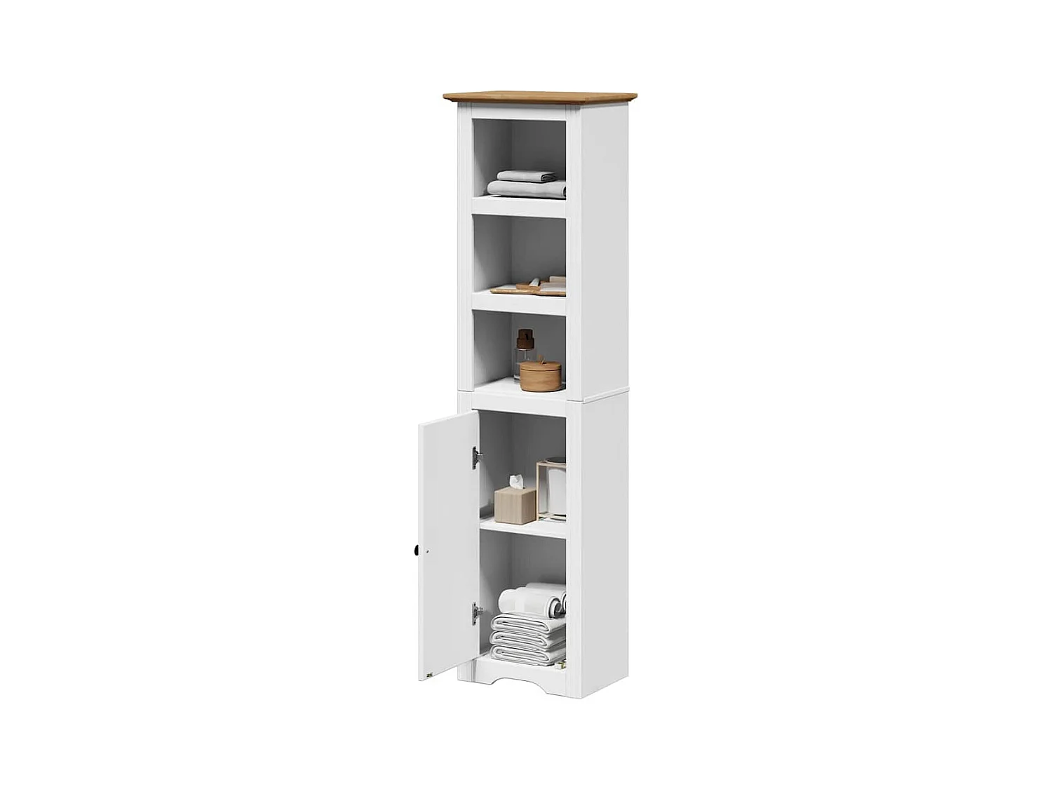 Badkamerkast BODO 44x30x160 cm wit en bruin