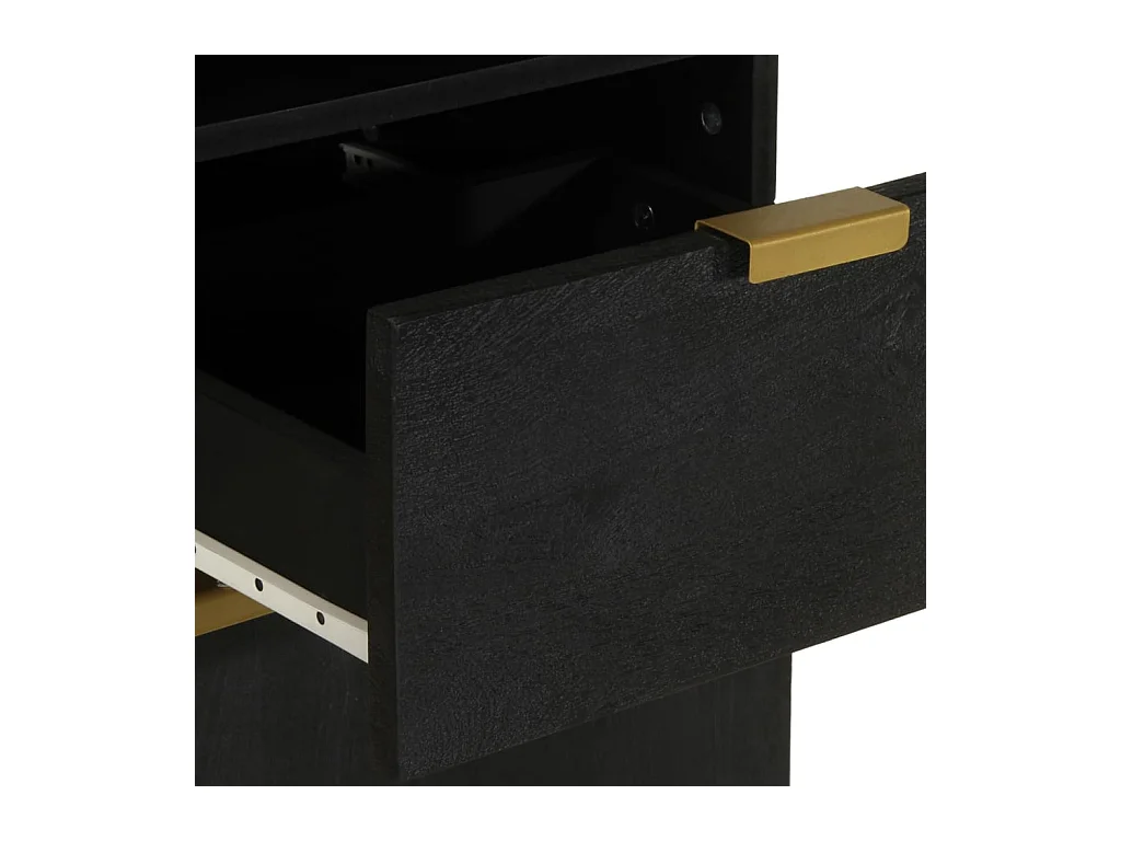 Armoire de salle de bain noir 38x33x160 cm bois massif manguier