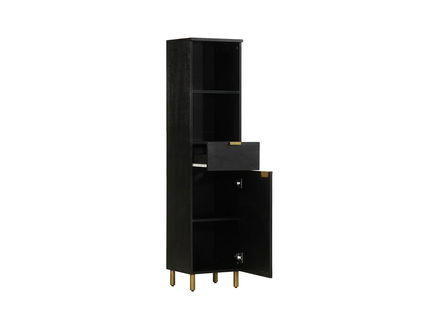 Armoire de salle de bain noir 38x33x160 cm bois massif manguier