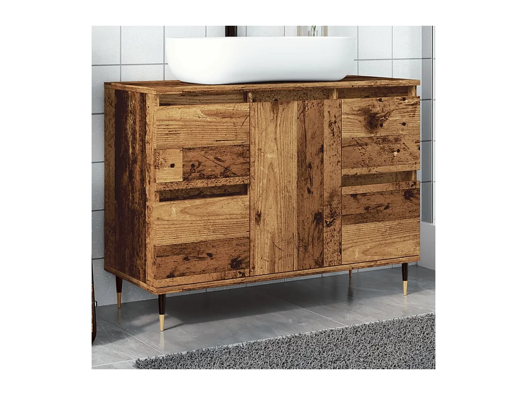 Armoire de salle de bain vieux bois 80x33x60 cm bois ingénierie