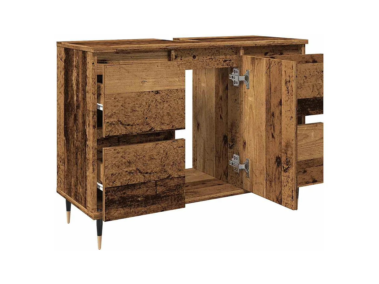 Armoire de salle de bain vieux bois 80x33x60 cm bois ingénierie