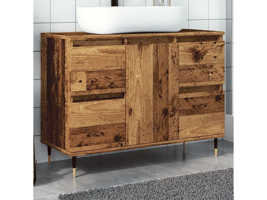 Mueble de baño madera de ingeniería envejecida 80x33x60 cm