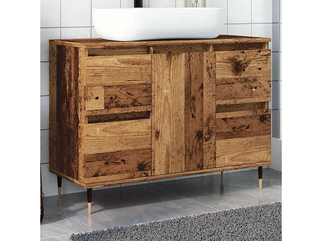 Armoire de salle de bain vieux bois 80x33x60 cm bois ingénierie