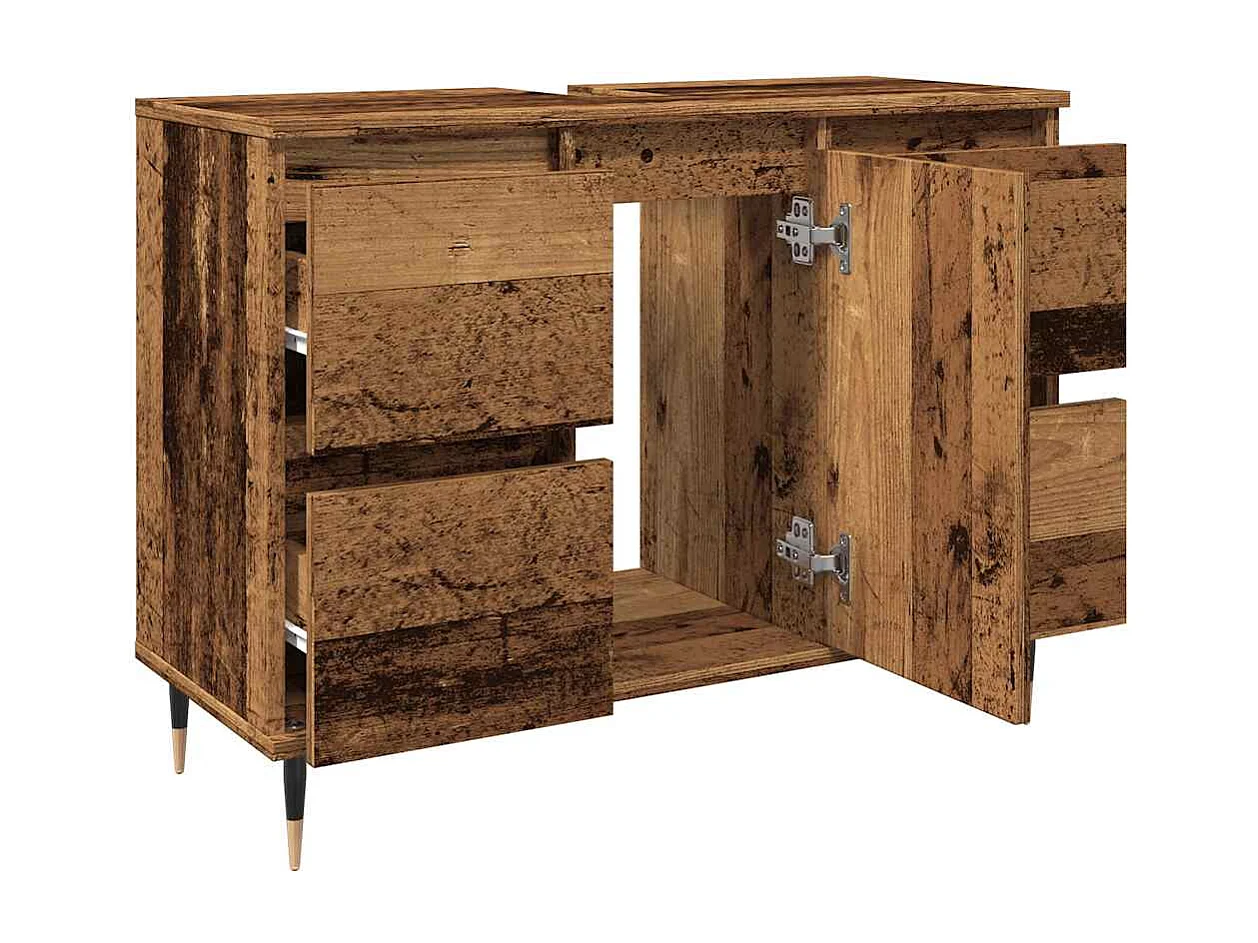 Armoire de salle de bain vieux bois 80x33x60 cm bois ingénierie