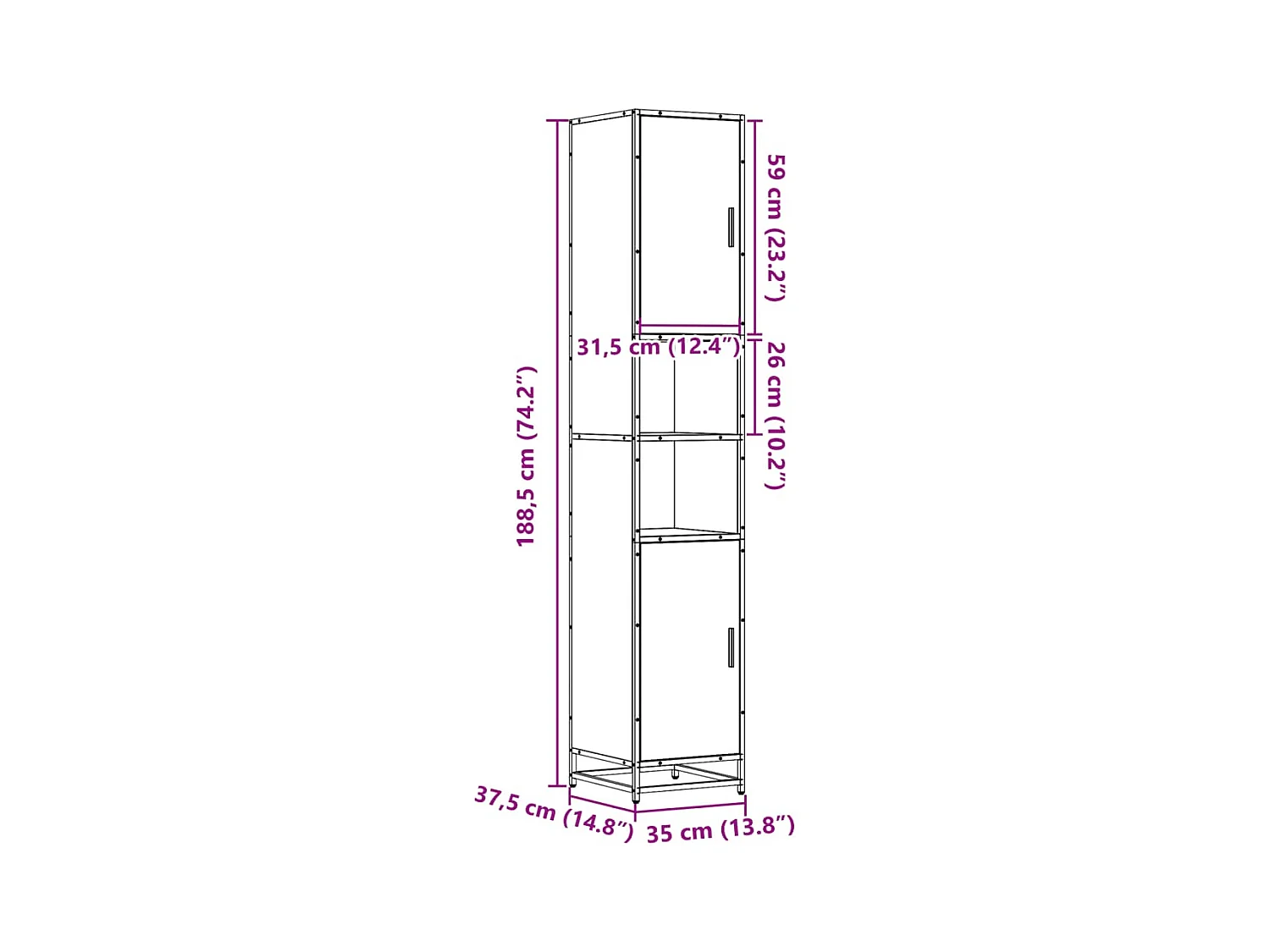 Armoire de salle de bain chêne fumé bois d'ingénierie et métal