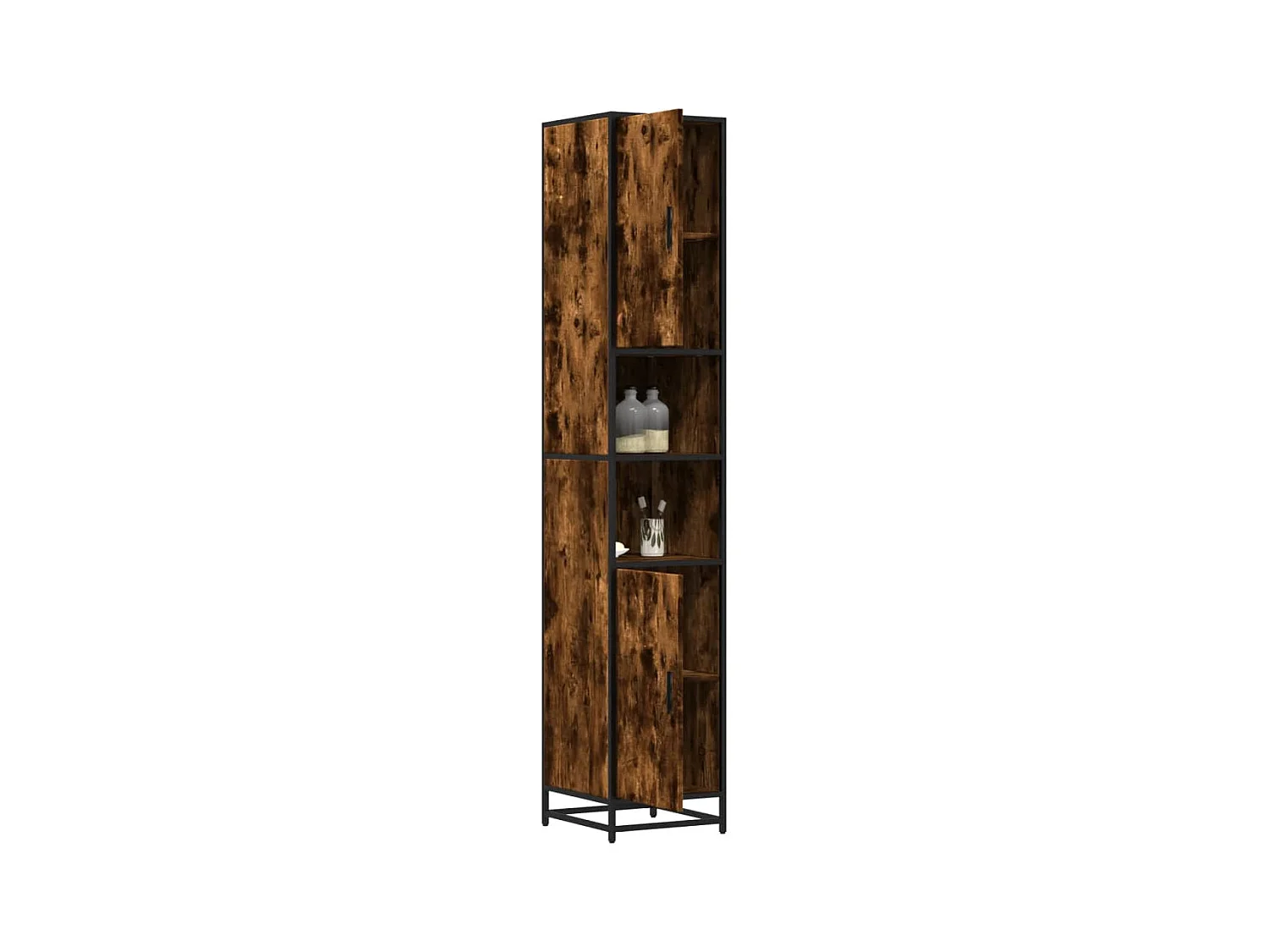 Armoire de salle de bain chêne fumé bois d'ingénierie et métal