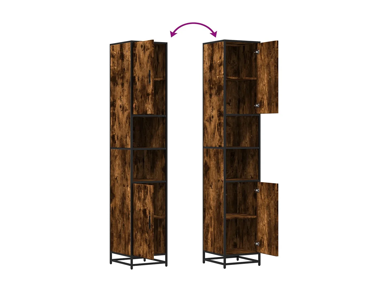 Mobile da Bagno Fumo 35x37,5x188,5 cm in Truciolato e Metallo