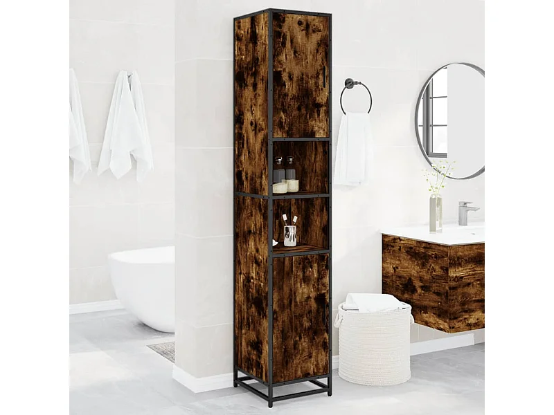 Mobile da Bagno Fumo 35x37,5x188,5 cm in Truciolato e Metallo