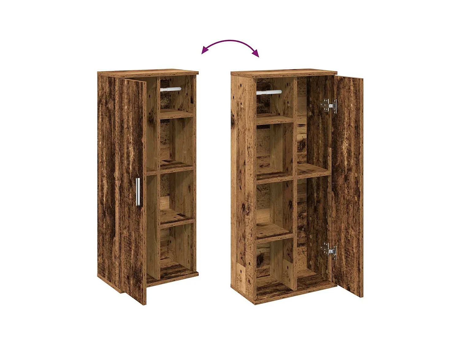 Meuble de salle de bain avec porte-rouleau vieux bois