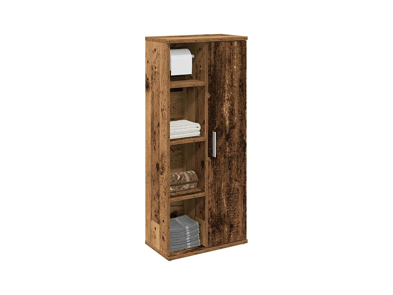 Meuble de salle de bain avec porte-rouleau vieux bois