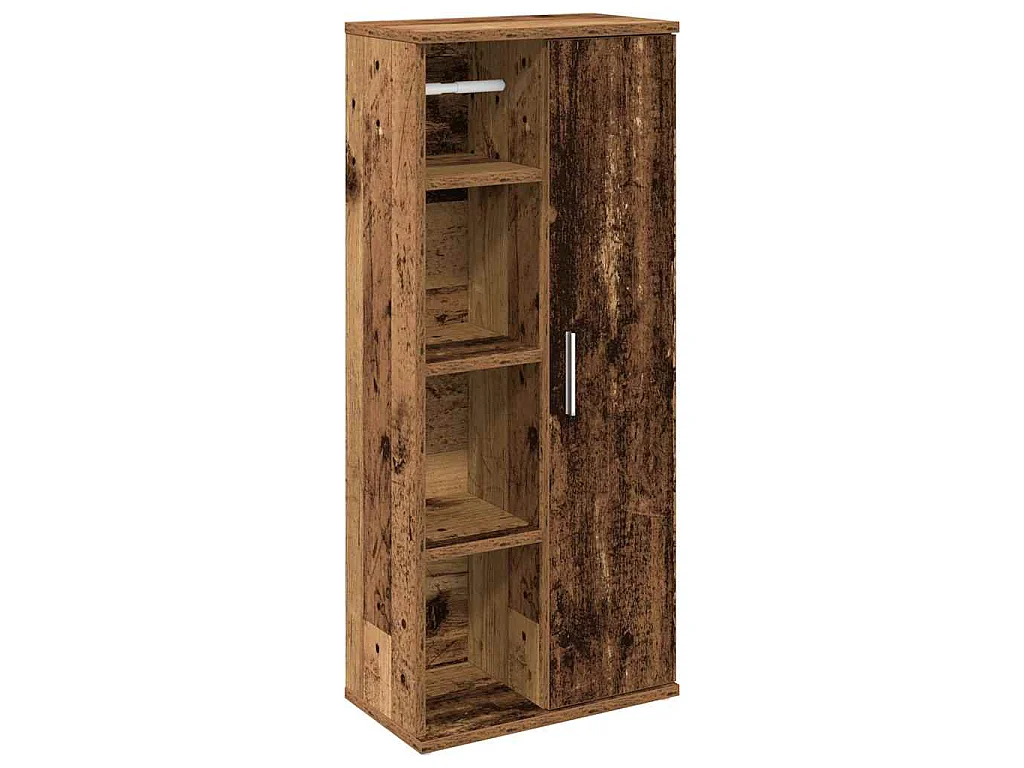 Mobile da Bagno con Portarotolo Legno Antico 39x22x90 cm