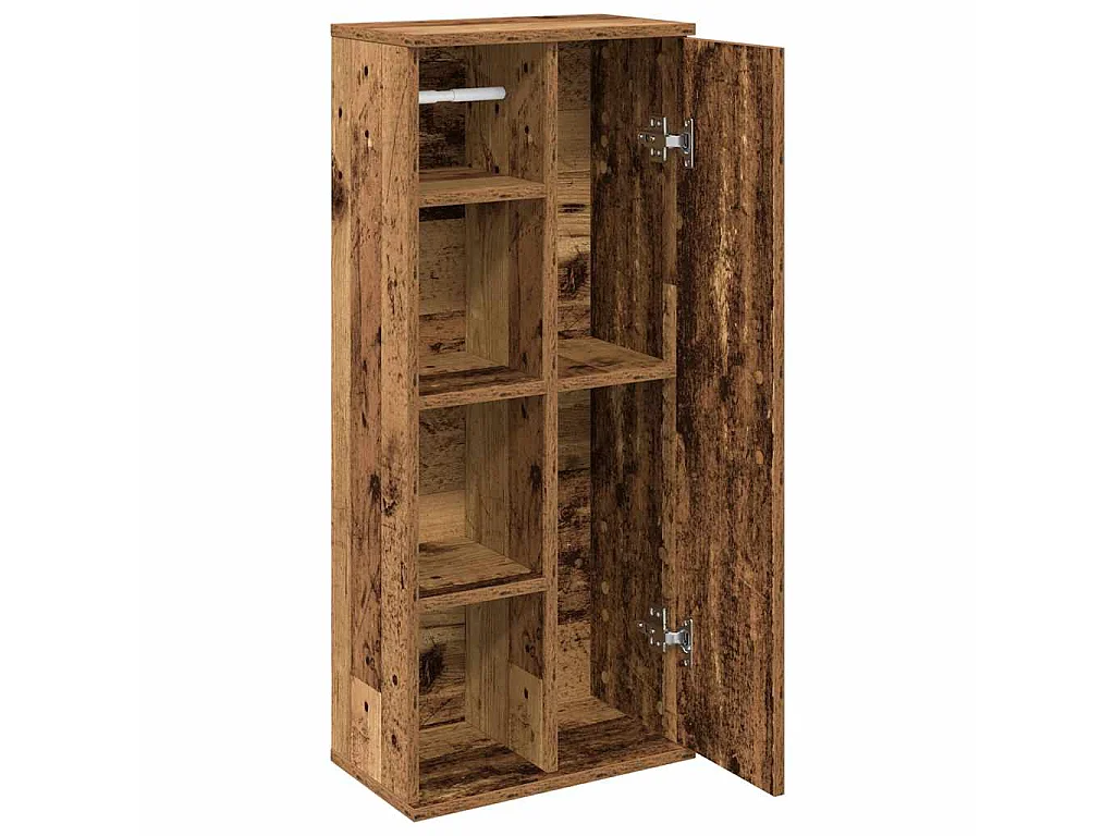 Mobile da Bagno con Portarotolo Legno Antico 39x22x90 cm