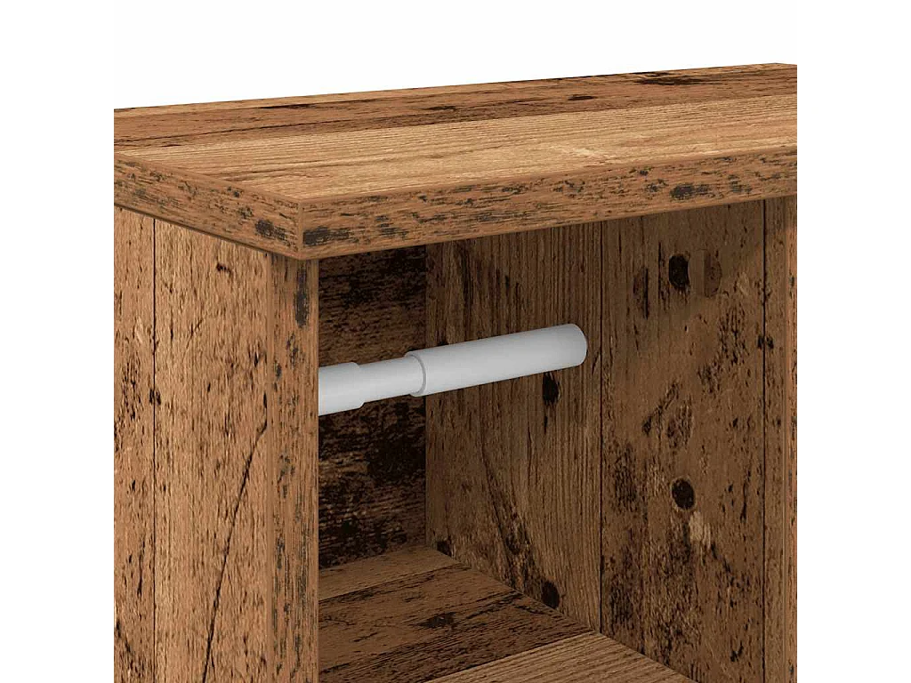 Mobile da Bagno con Portarotolo Legno Antico 39x22x90 cm
