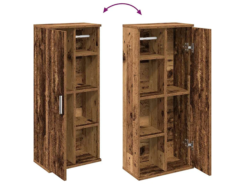 Mobile da Bagno con Portarotolo Legno Antico 39x22x90 cm