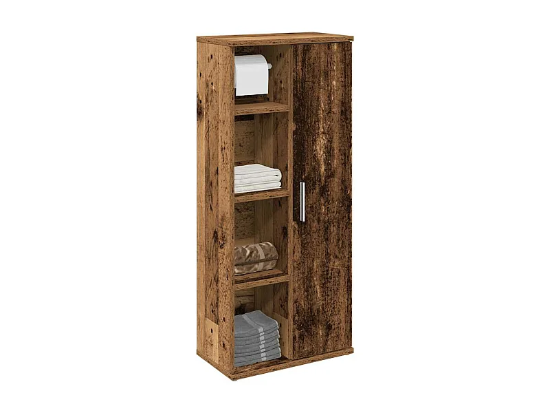 Badezimmerschrank mit Rollenhalter Altholz-Optik 39x22x90 cm