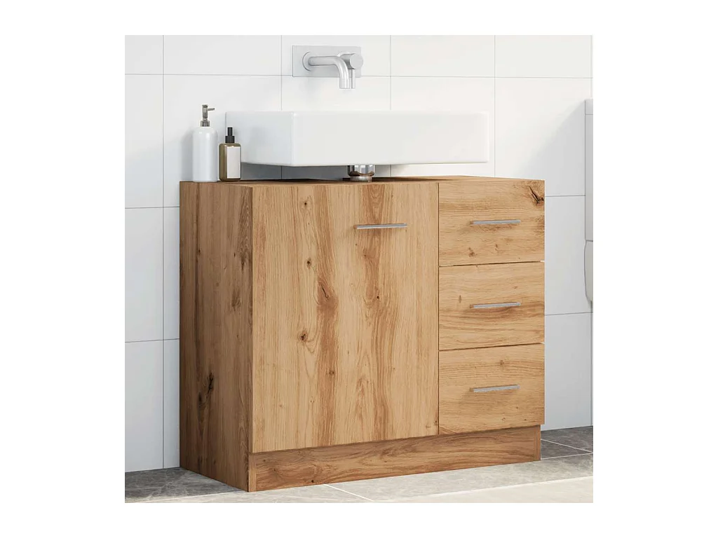 Armoire d'évier chêne artisanal 63x30x54 cm bois d'ingénierie