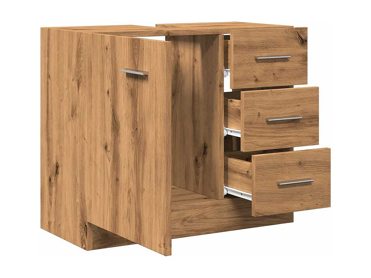 Armoire d'évier chêne artisanal 63x30x54 cm bois d'ingénierie