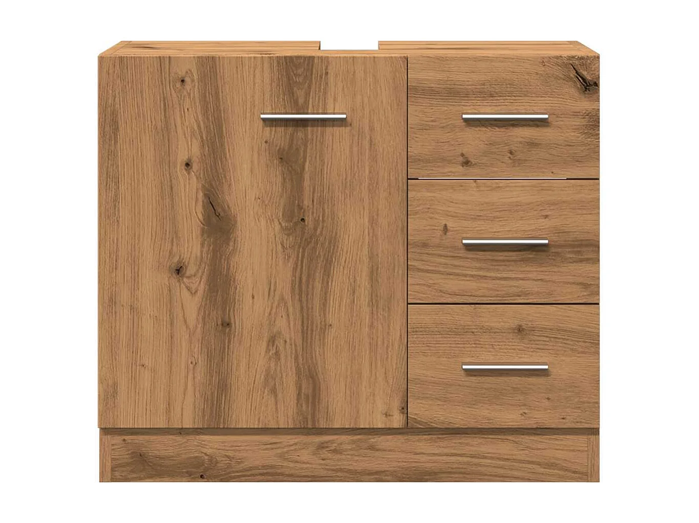 Wastafelkast 63x30x54 cm bewerkt hout artisanaal eikenkleur