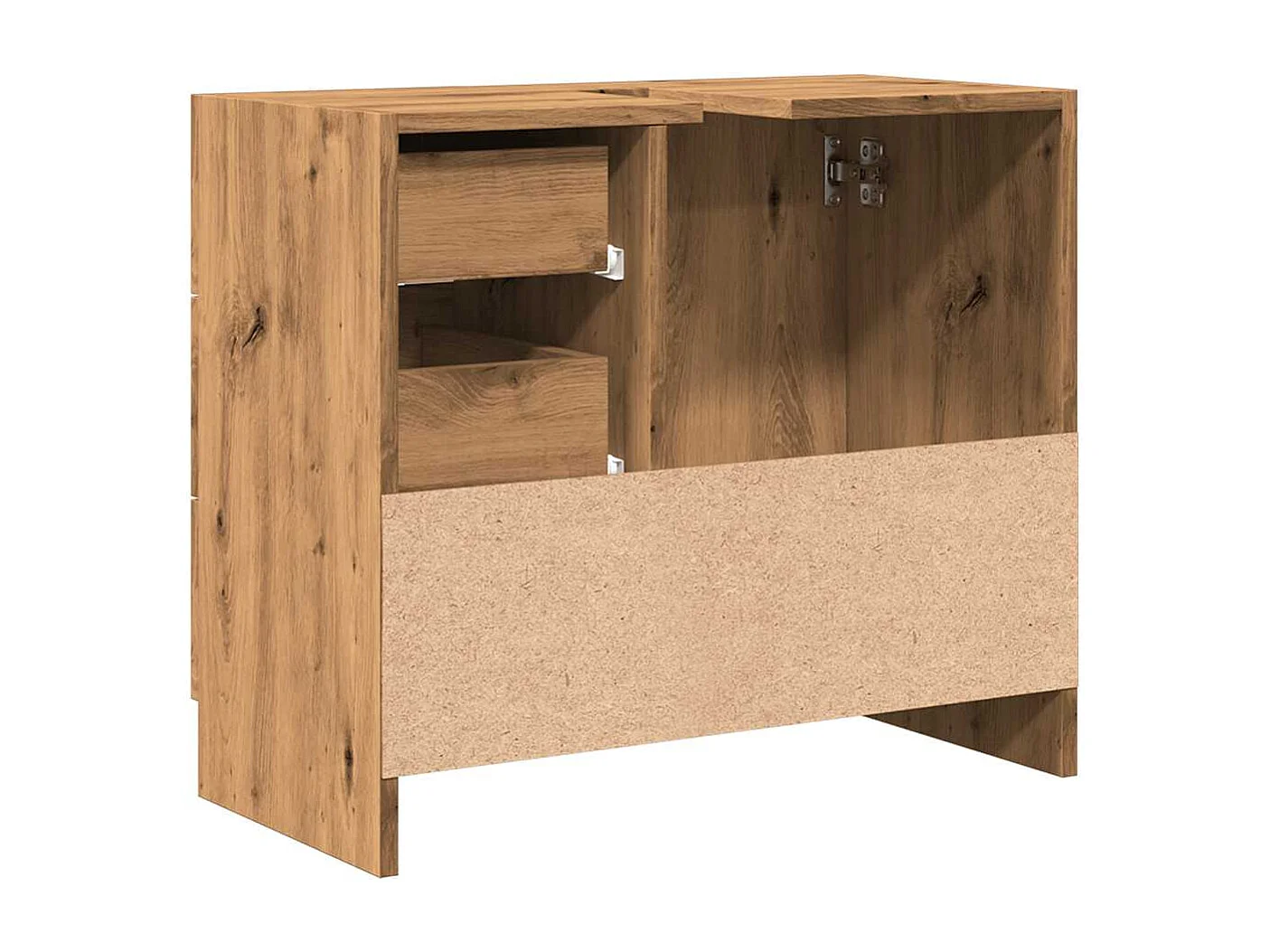 Wastafelkast 63x30x54 cm bewerkt hout artisanaal eikenkleur