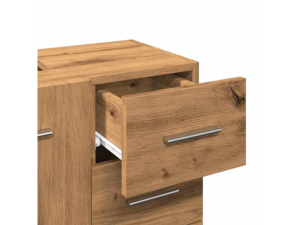 Wastafelkast 63x30x54 cm bewerkt hout artisanaal eikenkleur