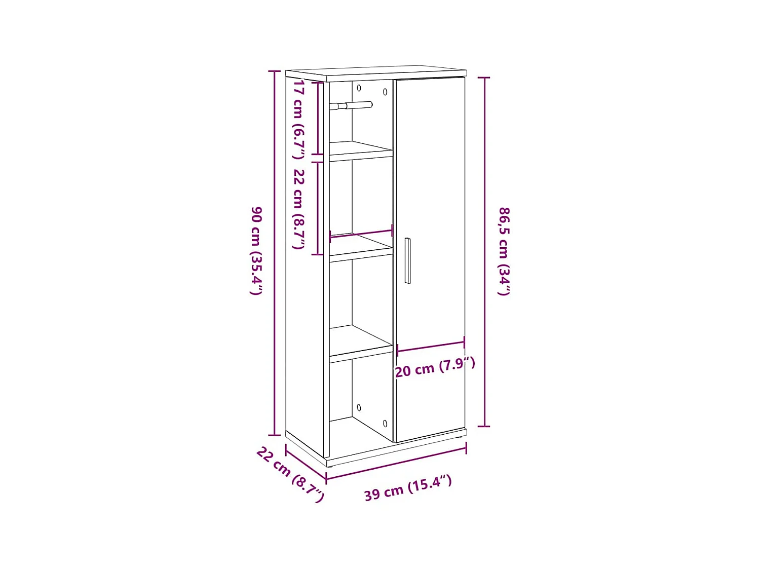 Badezimmerschrank mit Rollenhalter Artisan-Eiche 39x22x90 cm