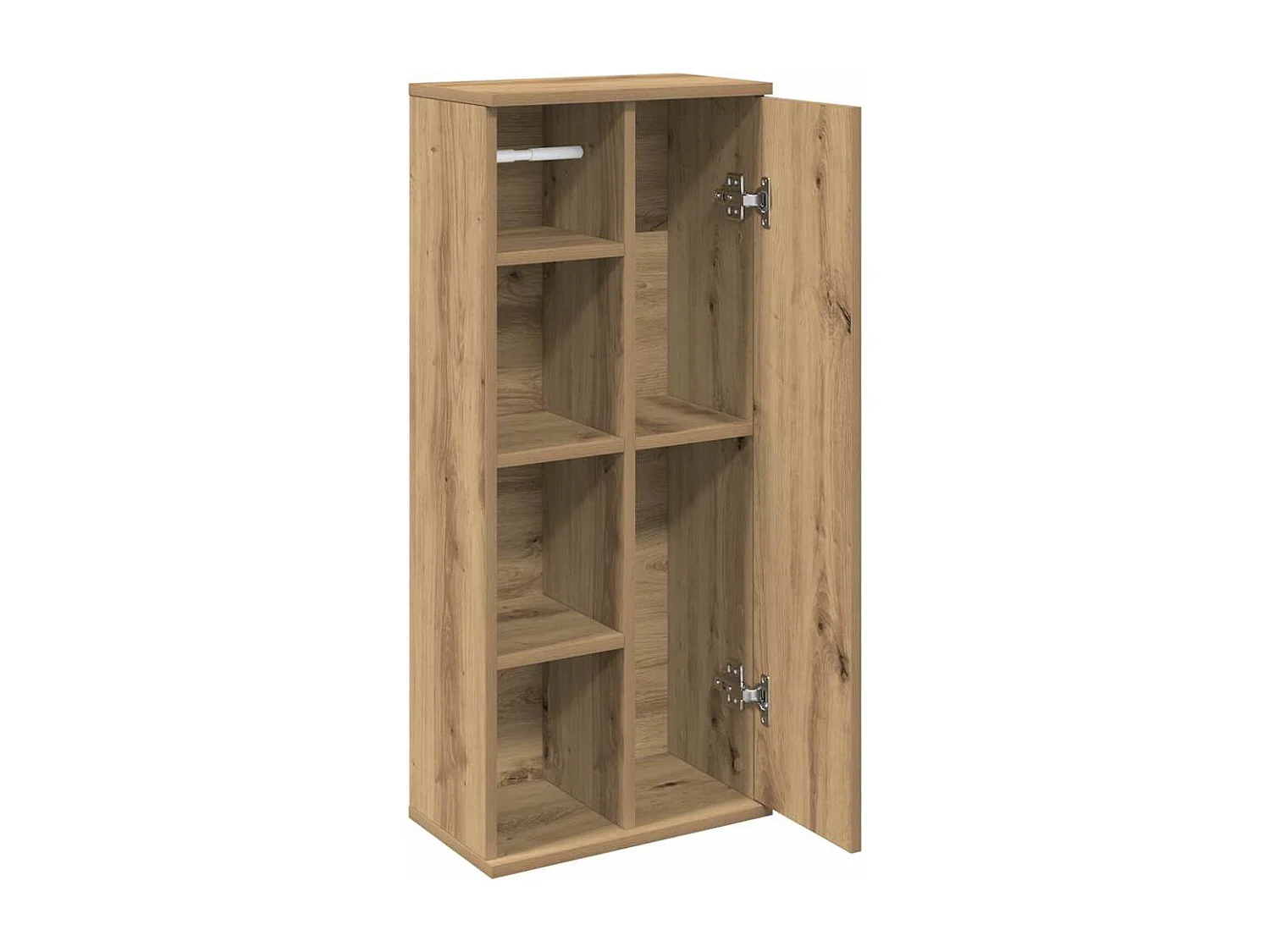 Badkamerkast met rolhouder 39x22x90 cm artisanaal eikenkleur