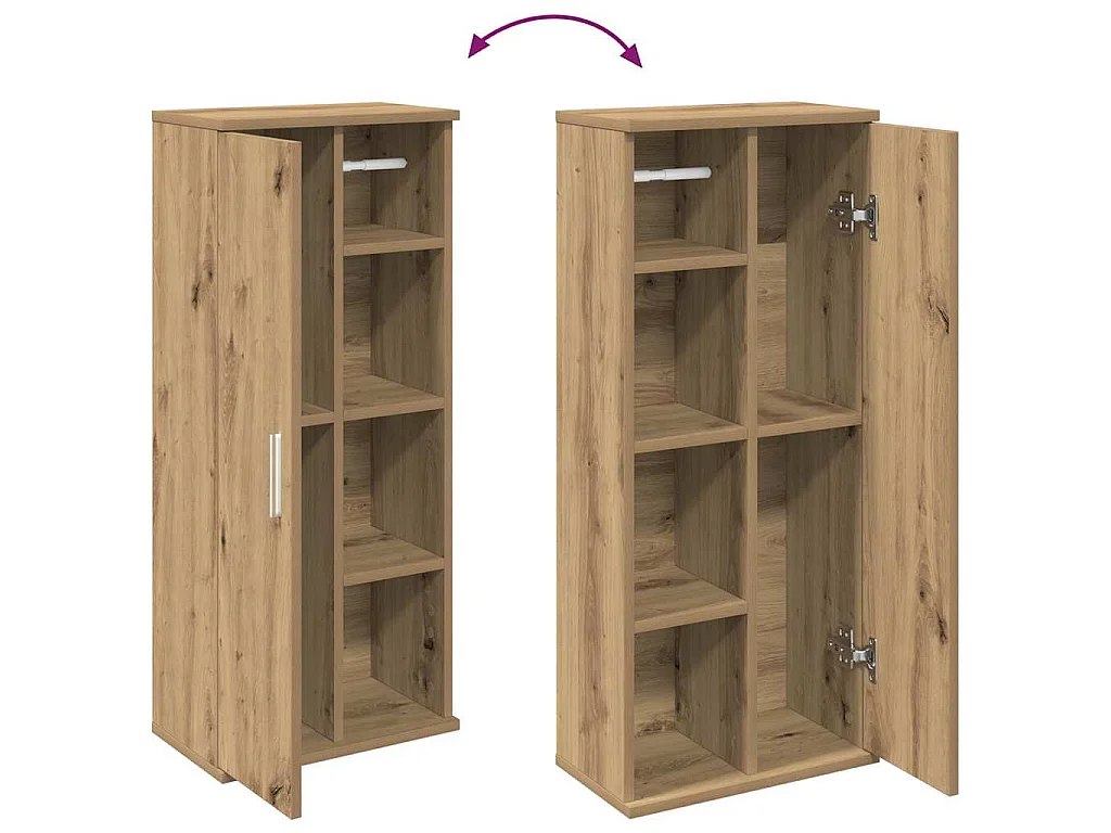 Badezimmerschrank mit Rollenhalter Artisan-Eiche 39x22x90 cm